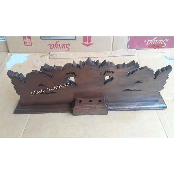 

Papan nama meja Flat nameplate kayu kerajinan tangan ukir bali Lambang