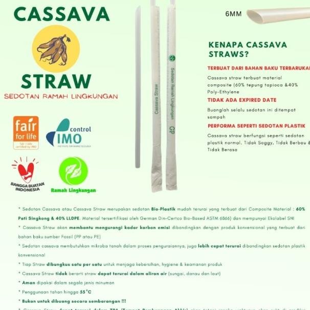 Cassava Straw /Sedotan Cassava Runcing 6Mmx20Cm Wrap R ( 250 Pcs)