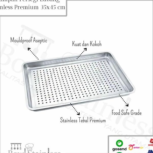 Nampan Baki Stainless Lubang Iris Nyak Large