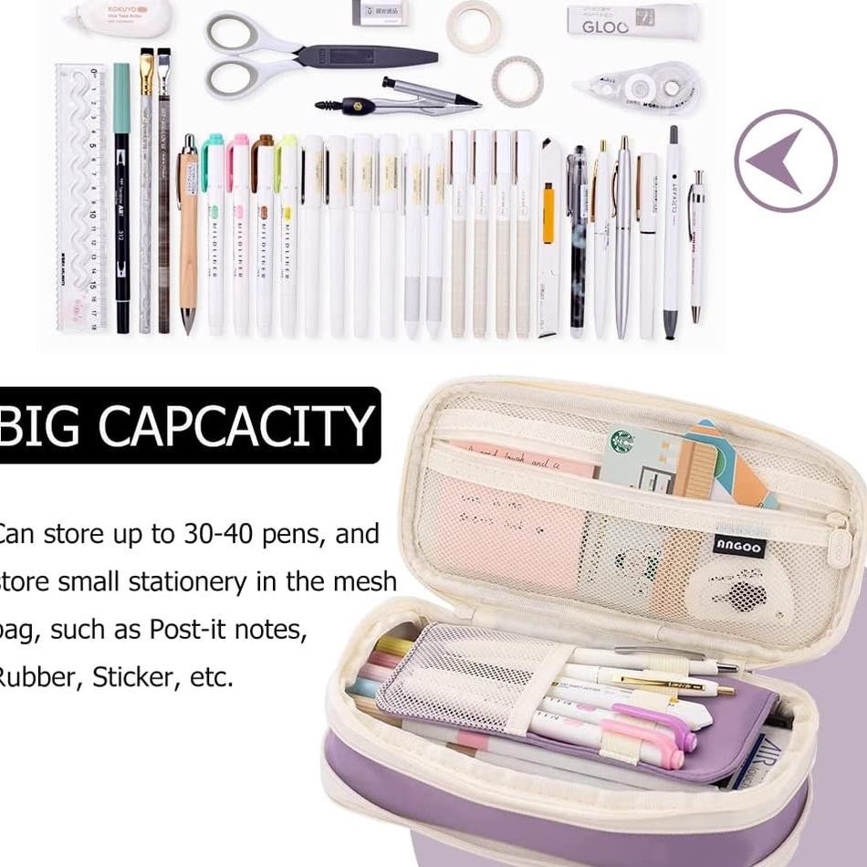 

TERLARIS Angoo Kawaii Pencil Cases Large Capacity Pencil Bag Pouch Holder Box for Girls Office Student Stationery Organizer School Supplies uk-80