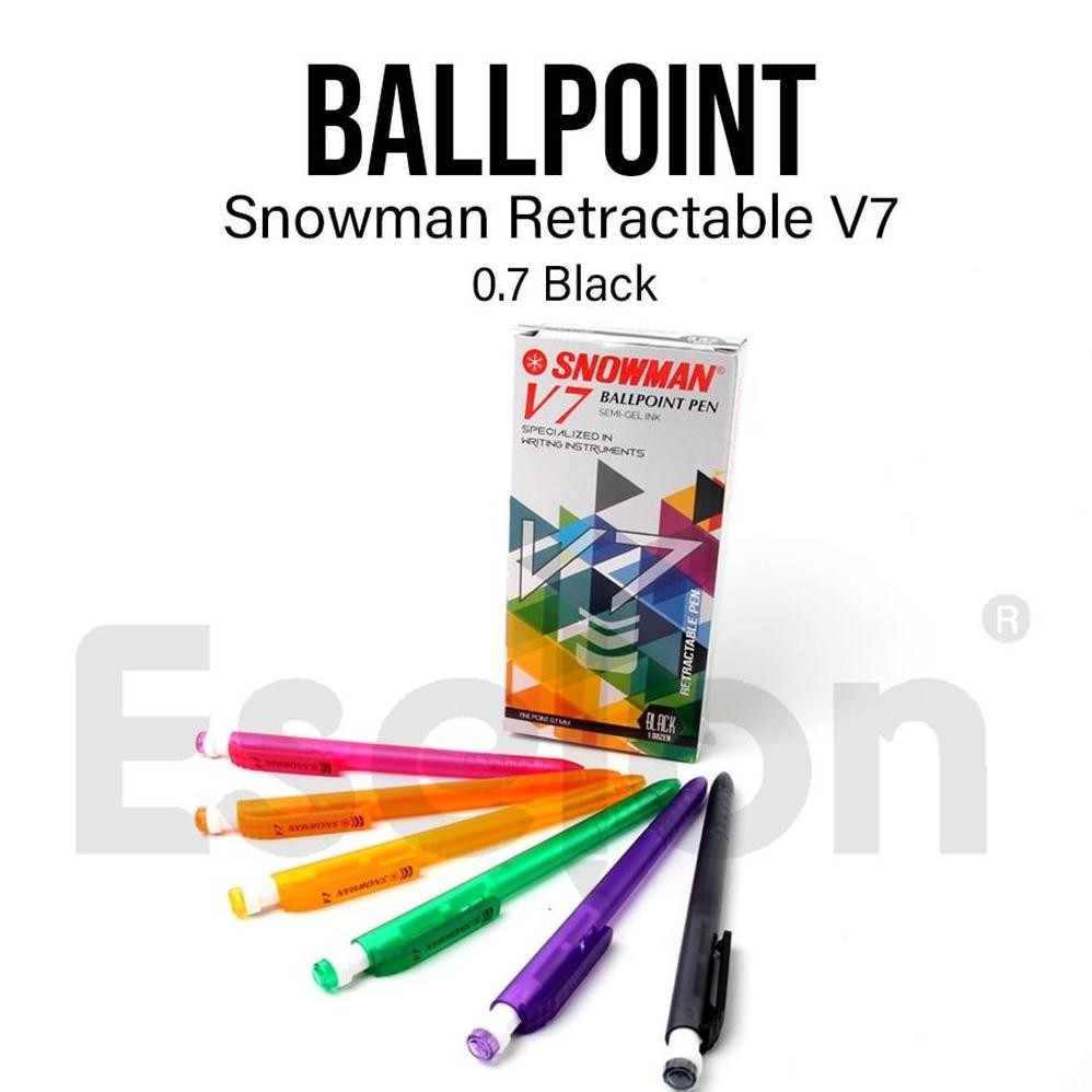

1buah/1pc Pulpen Snowman Cetek V7 Hitam 0.7mm