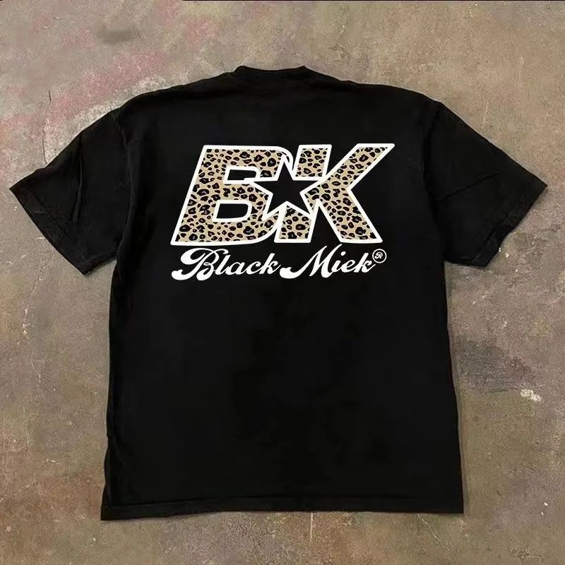 Kaos lengan pendek katun 100% atasan bermotif macan tutul untuk pria dan wanita Atasan bermotif huru