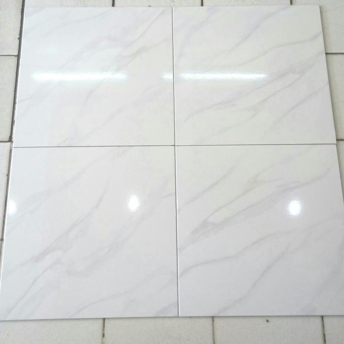 KERAMIK LANTAI PUTIH MOTIF MARMER 50X50 GT