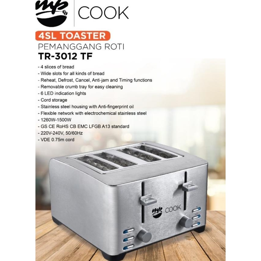 Mayaka Toaster 4 Slice Panggangan Roti 4 Slot Tr 3012 Tf