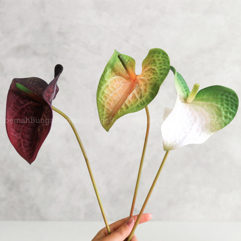 Anthurium Andre / Kuping Gajah Real Touch Artificial / Bunga Artifisial Premium / Dekorasi Rumah