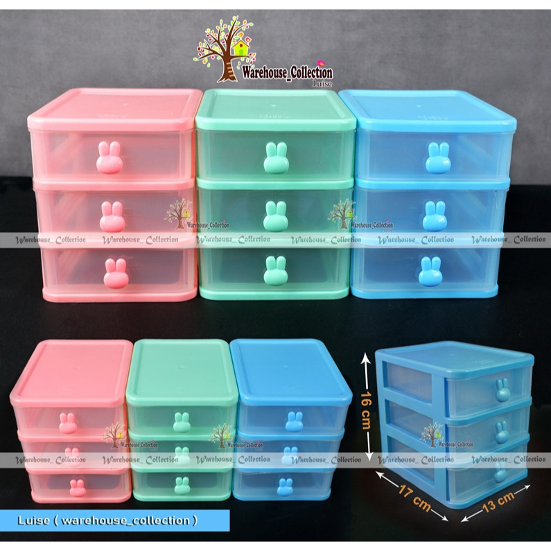 UE502 Laci mini Container RABBIT Susun 3 rak laci mini Kosmetik Laci Mini Aesthetic MINI DRAWER