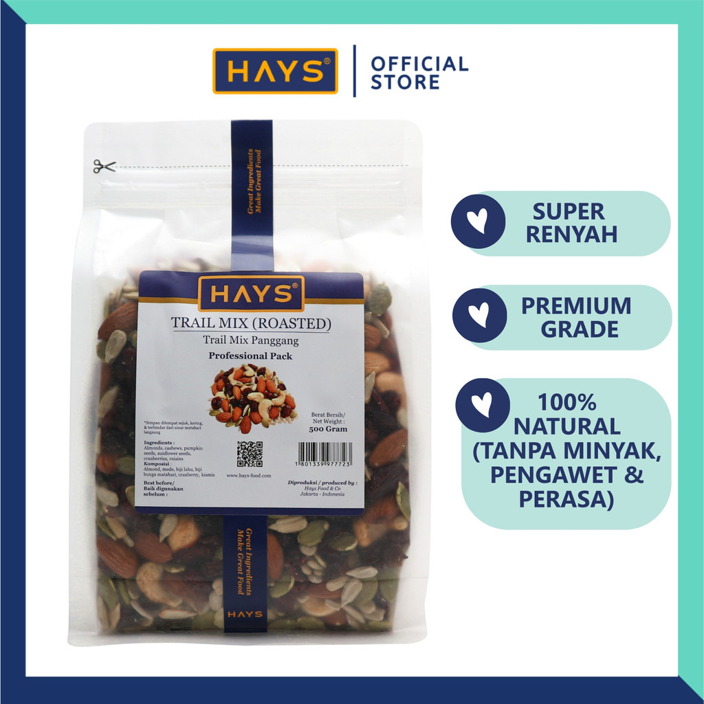 

TRAIL MIX (Roasted) 500 GRAM Almond Mede Cranberry Raisin Pumpkin Sunflower / Campuran Kacang