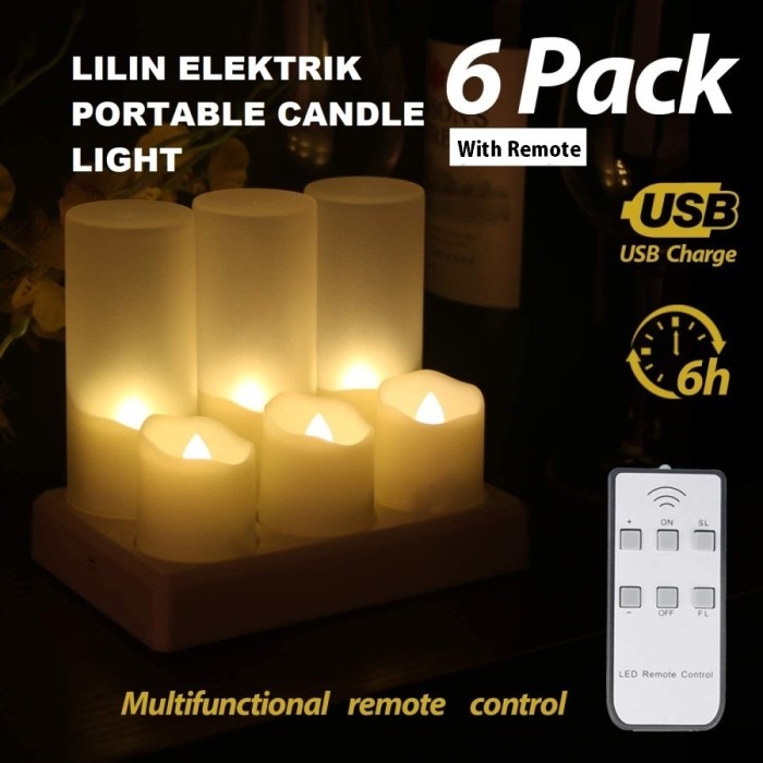 Lilin - Lilin Elektrik Led Tea Light Candle Portable Rechargeable With Remote