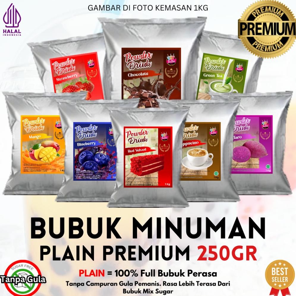 

Bubuk Minuman Rasa Premium PLAIN 250gr Serbuk Minuman Rasa dan Teh Kekinian