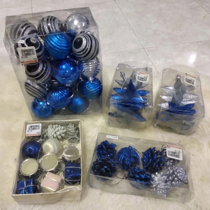 natal - Paket Hiasan Natal Serba Biru Putih