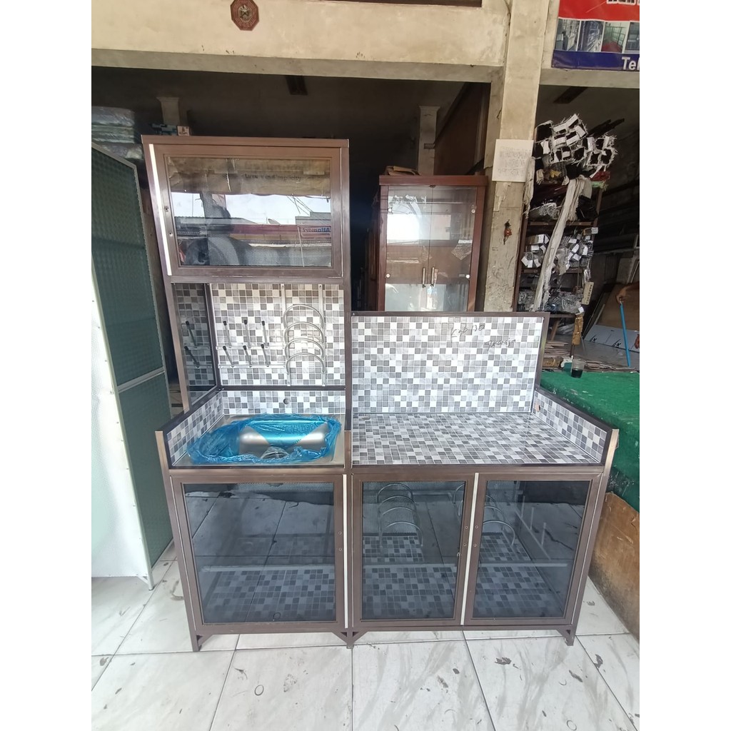 kitchen set atas bawah/ksb130/rak piring alumunium/lemari piring/only jabodetabek/PREMIUM ORIGINAL