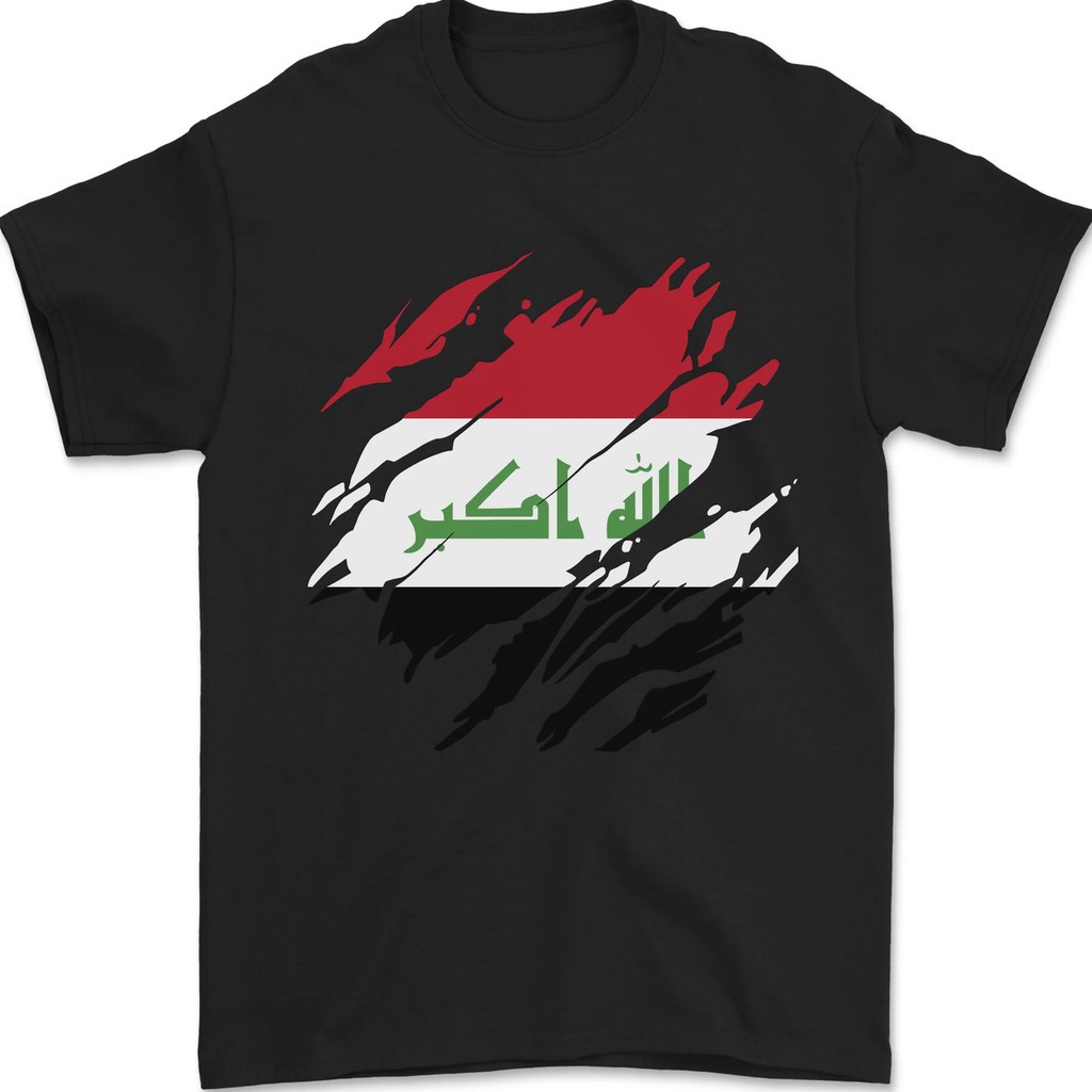 Tshirt Pria Sepak Bola Hari Irak Robek Bendera Irak