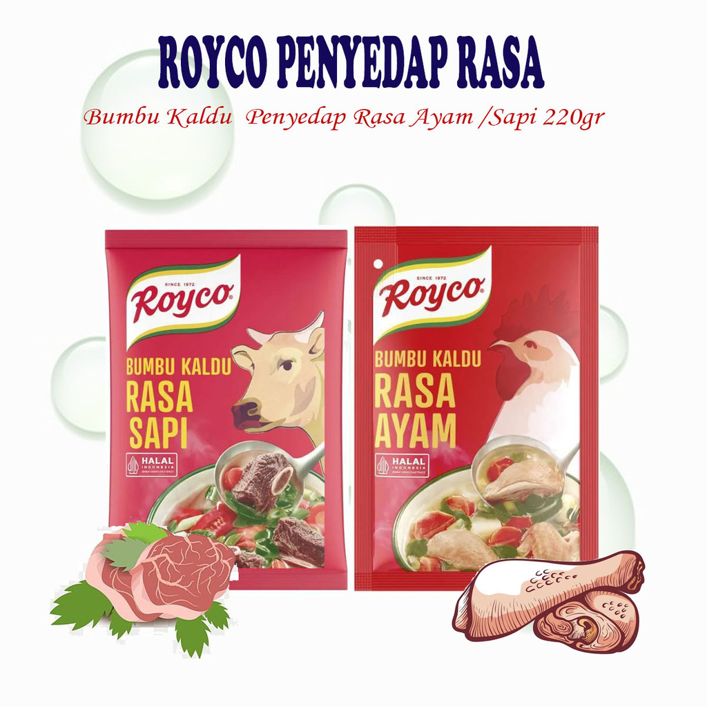 

Royco Bumbu Kaldu Penyedap Rasa 220gr - Bumbu Kaldu Rasa Sapi - Bumbu Kaldu Rasa Ayam - Bumbu Masak