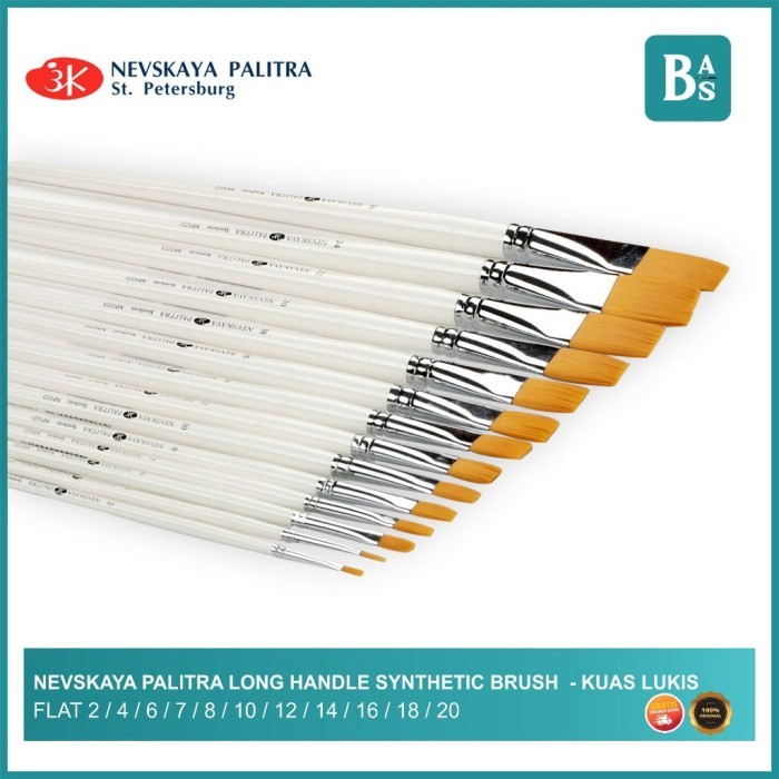 Seka - Nevskaya Palitra Synthetic Brush Flat Long Handle / Kuas Lukis