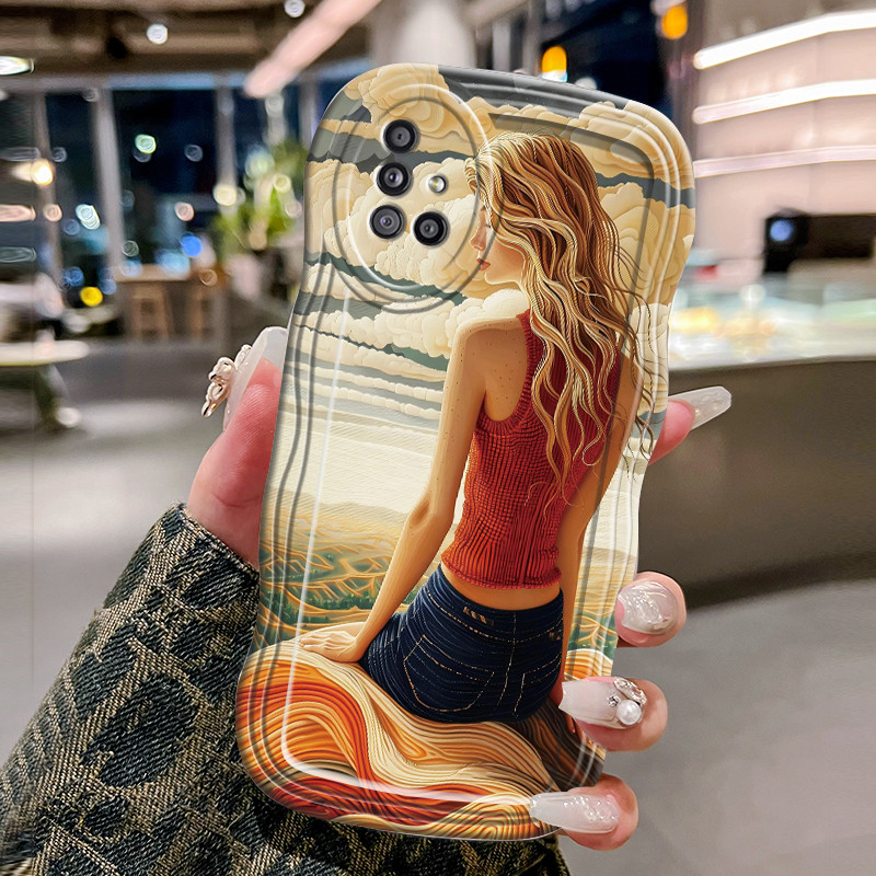 Casing Hp Untuk Samsung Galaxy A51 M40s Case Casing Softcase perempuan HP Kesing gelombang transpara