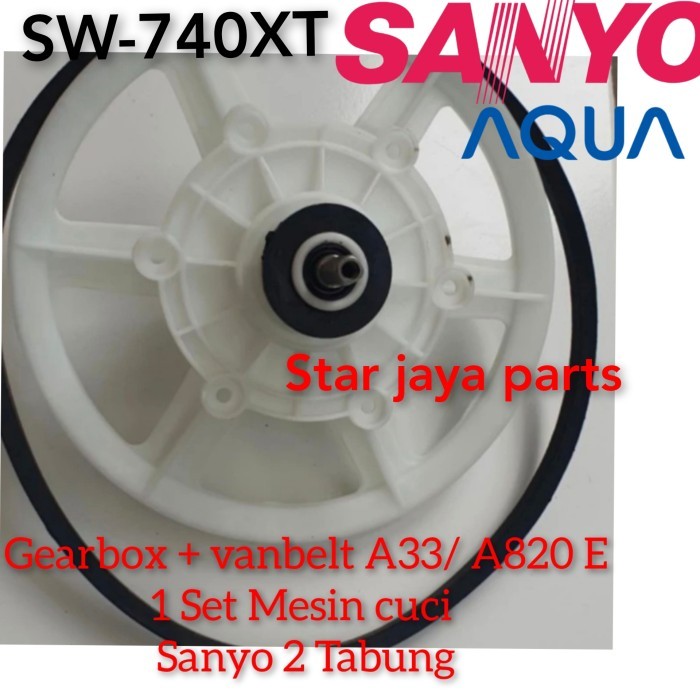 GEARBOX + VANBELT MESIN CUCI SANYO AQUA TYPE SW-740XT 2 TABUNG 1 SET