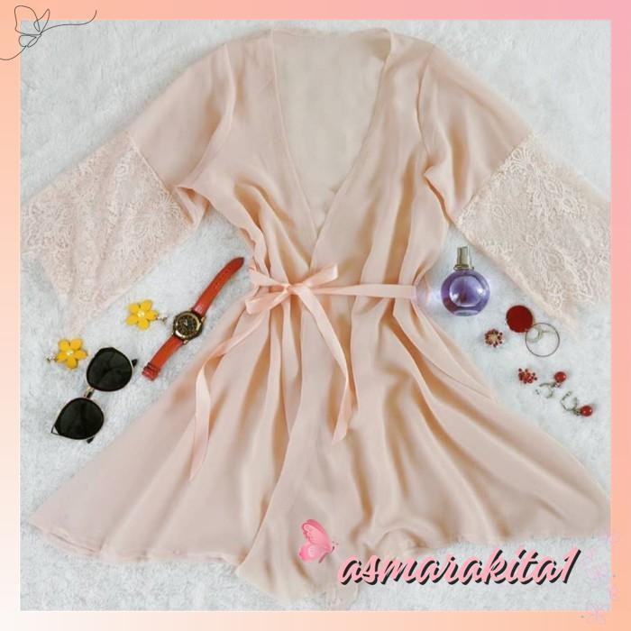 KIMONO WANITA SET LINGERIE SEXY LACE TRANSPARAN BAJU TIDUR A BY ASMARA KITA LUAR BIASA