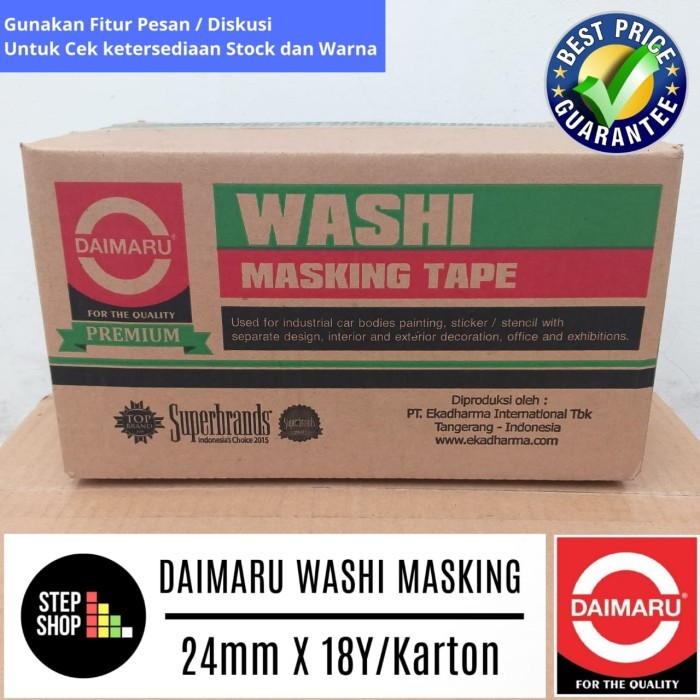 

BISA GRAB! DAIMARU WASHI MASKING - LAKBAN KERTAS HIJAU - 24mm X 18Y KARTONAN