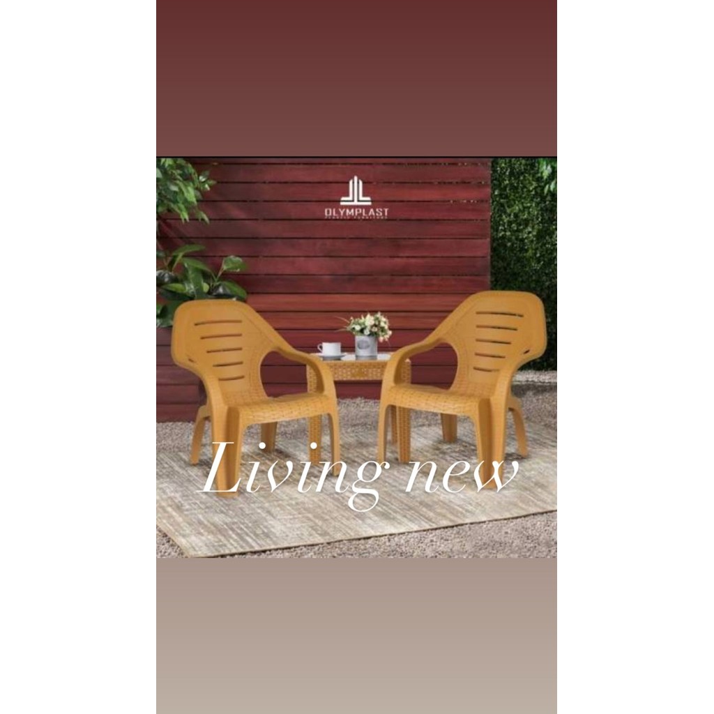 Kursi Sandaran Plastik Set Olymplast OL 509 2 Kursi + 1 Meja
