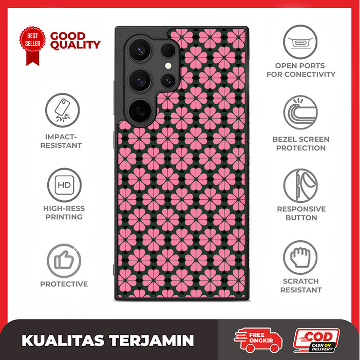 Case Casing Custom Samsung S24 S23 S22 S21 S20 FE Ultra Plus Flower Pattern AE3600 Hardcase A17