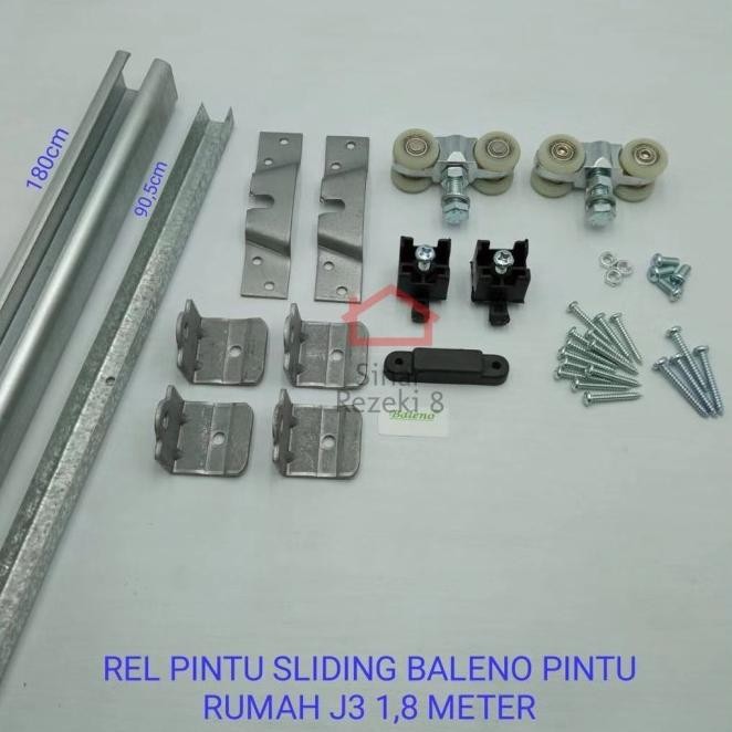Set Rel Dan Roda Pintu Rumah Geser Sliding J3 Tebal 1,8 Meter Stopper