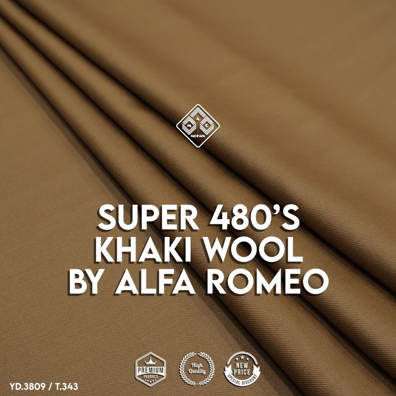 Kain Alfreed Duhill 400's Wool Superfine Wool Premium Quality Kain Seragam Semi-Wool Khaki Pemda Put