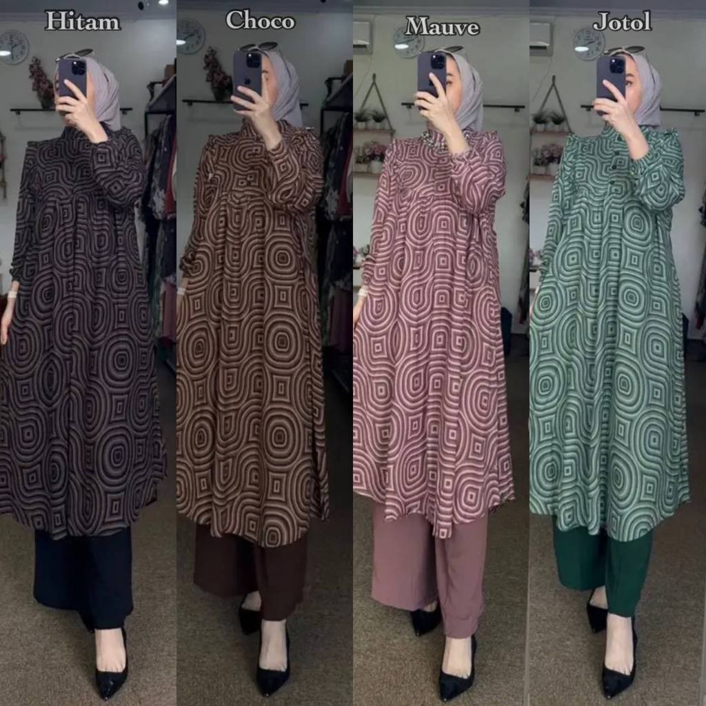Dress Sexy SETELAN TUNIK LONG BUSSUI / ONE SET TUNIK RAYON PREMIUM CELANA KULOT CRINKLE AIRFLOW