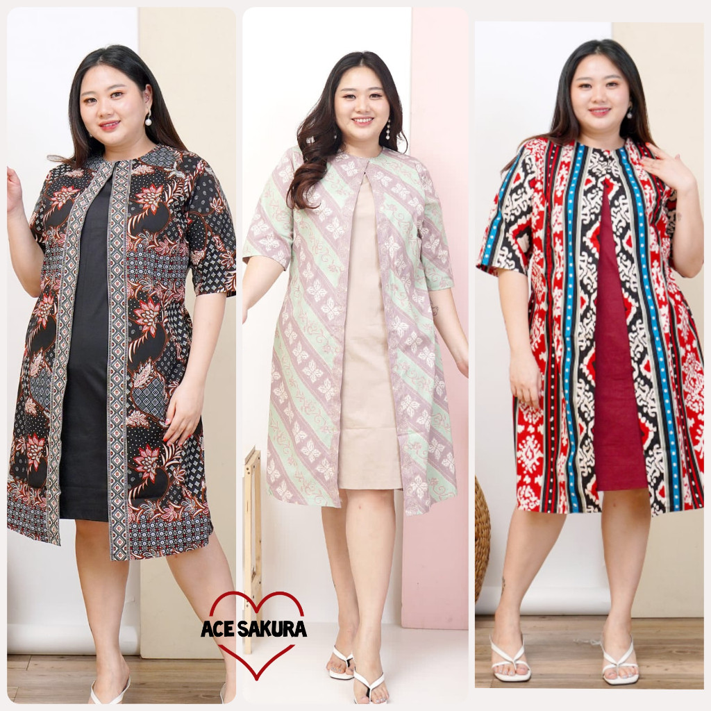 Dress Wanita BIGSIZE DRESS RIA BATIK MODERN JUMBO XXL TERUSAN WANITA 599 BAJU KERJA KANTOR CEWEK