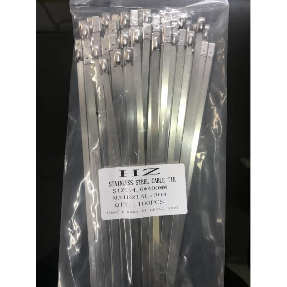 

TERMURAH - HZ Stainless Steel Cable Ties 4,6 x 400 mm SS304/kabel tis stanless