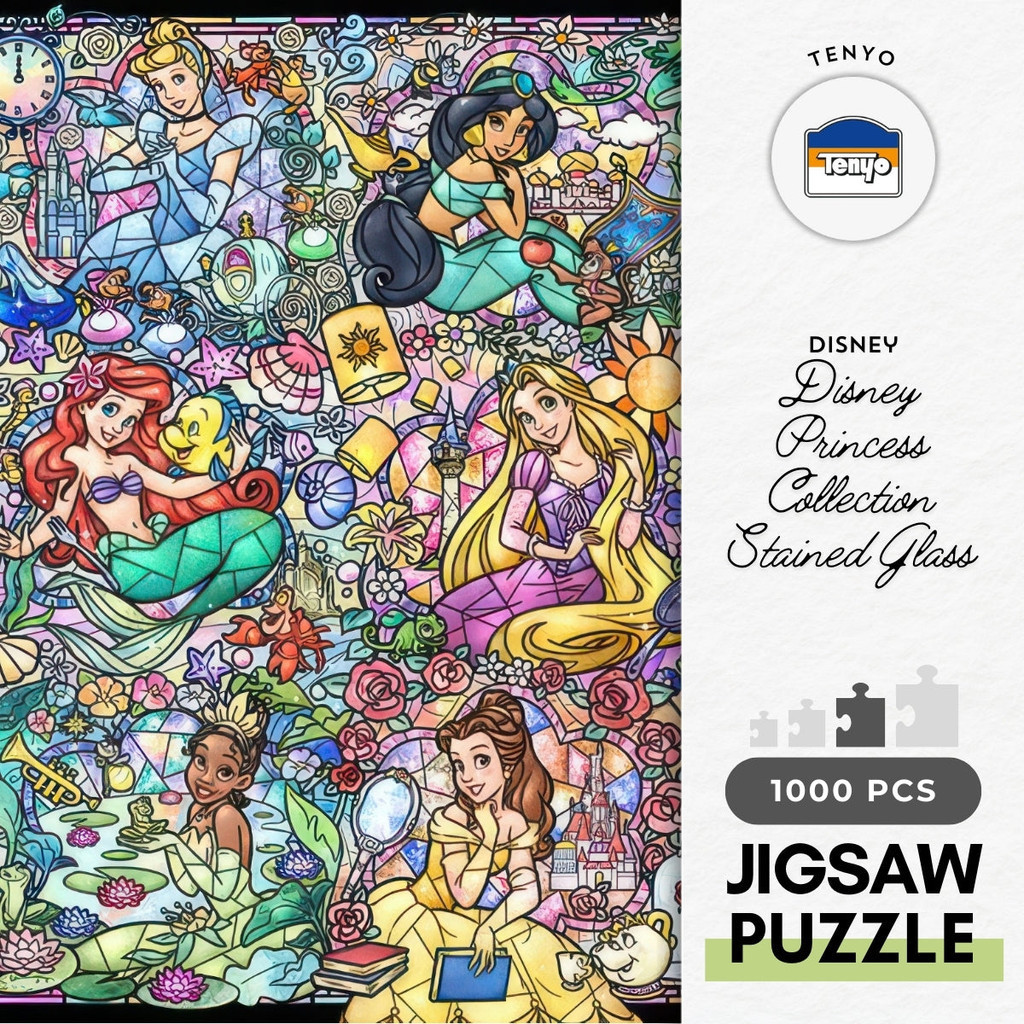 Tenyo DS-1000-776 Disney Princess Collection Stained Glass Jigsaw Puzzle