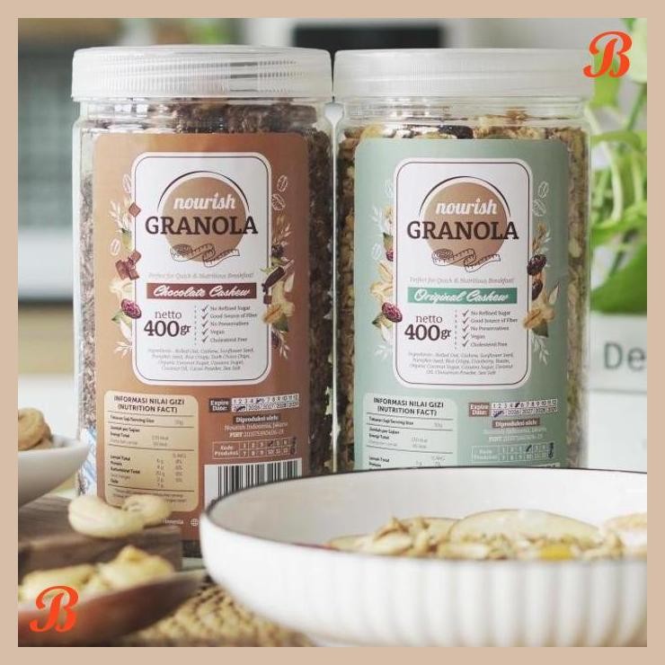 

| NN | NOURISH GRANOLA ORIGINAL CASHEW - KACANG MEDE (BEBAS KOLESTEROL, TINGGI SERAT, VEGAN) 400GR