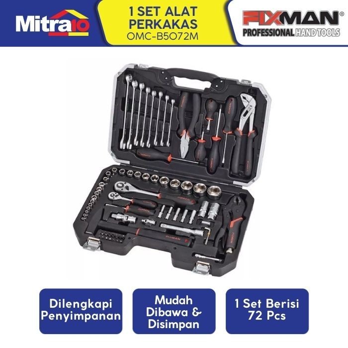 FIXMAN OMC-B5072M PERALATAN KUNCI / SOCKET TOOLS SET 72 PCS