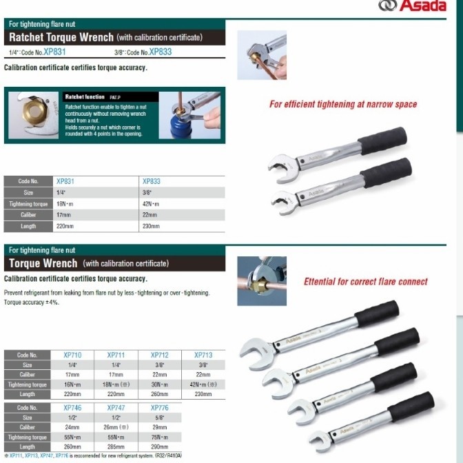 Kunci torsi AC asada 1/4" + 3/8"