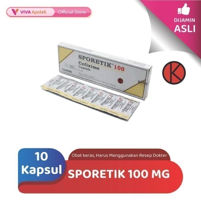 Sporetik 100 mg / Cefixime / Infeksi Bakteri / Antibiotik (10 Kapsul)