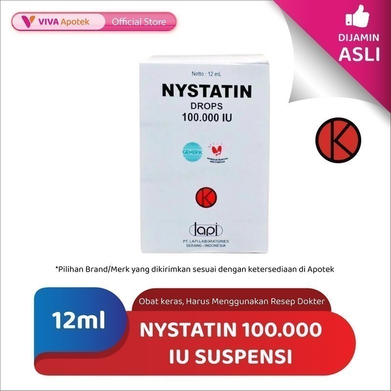 Nystatin 100.000 IU Suspensi / Nystatin / Jamur Mulut (12 ml)