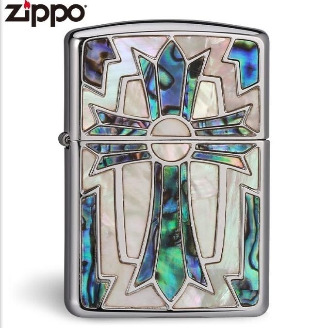 Korek Api Zipo Salib Silver Grade Ori