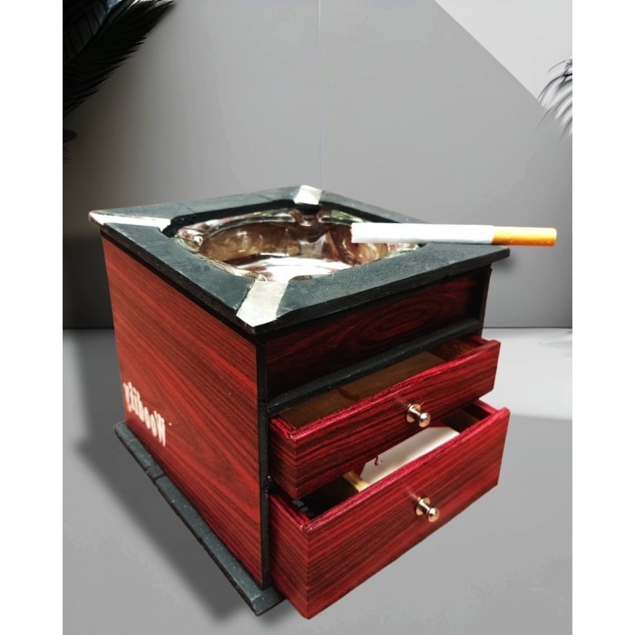 Asbak Aesthetic Kaca Asbak Kayu Fullset Dengan Lemari Kayu