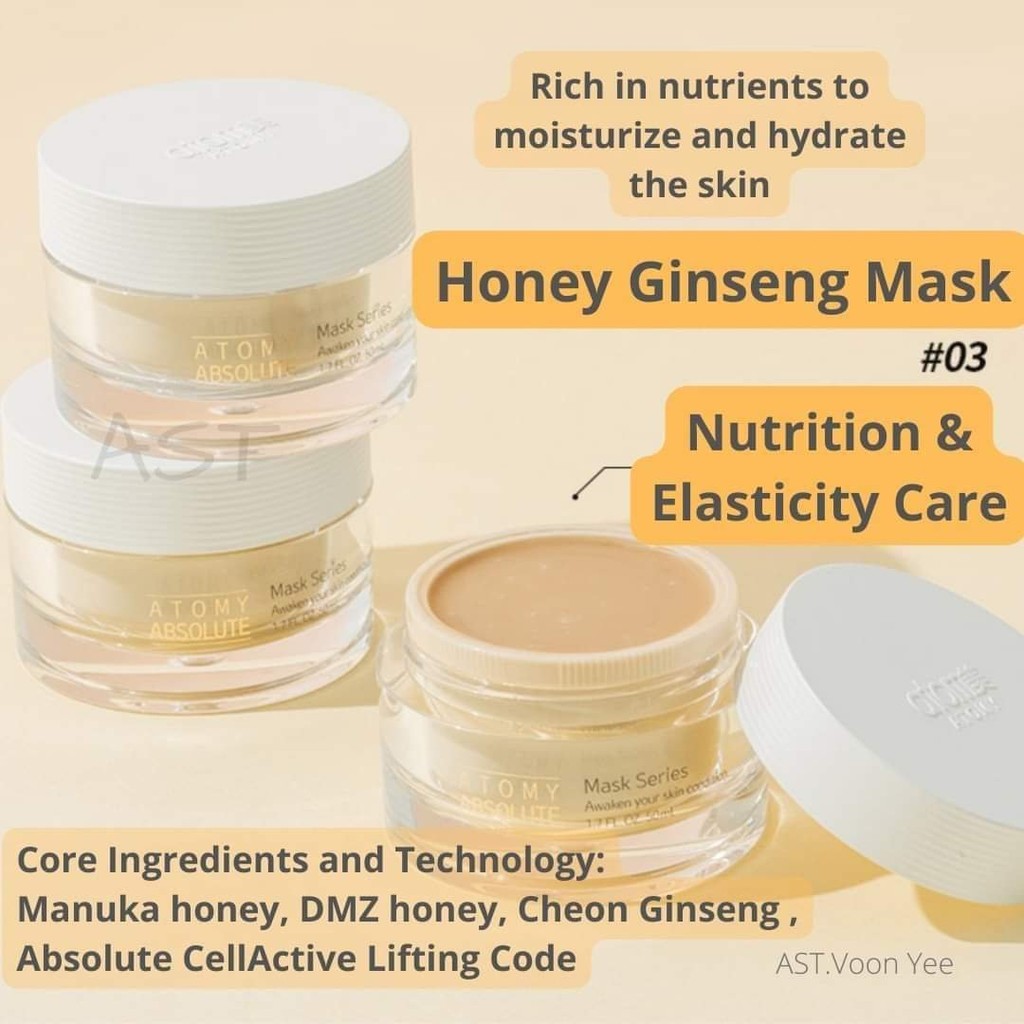 Atomy Absolute Honey Ginseng Mask Masker Lembab & Menghidrasi