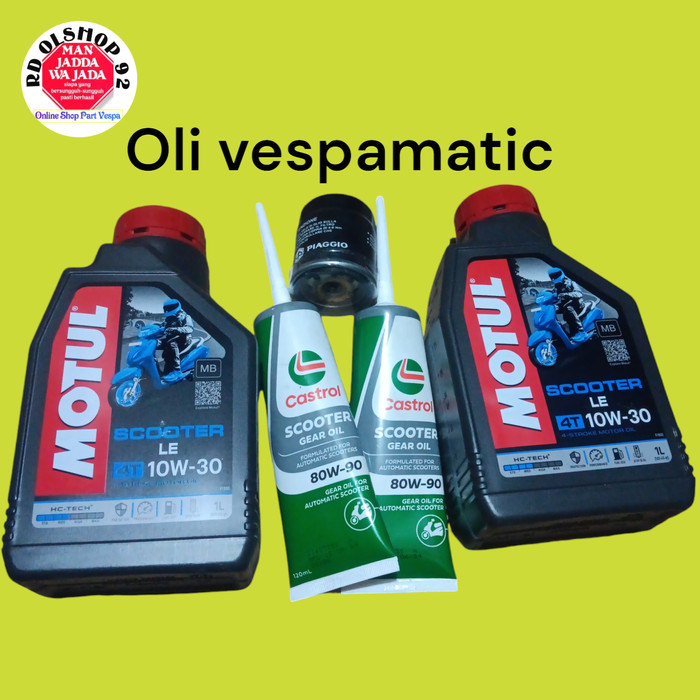PAKET SERVICE OLI PIAGGIO VESPA MATIC 3V - IGET (OLI MESIN MOTUL)