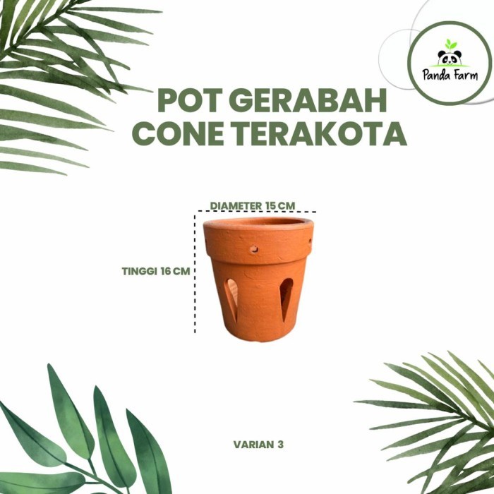 POT VAS GERABAH ANGGREK CONE TERAKOTA