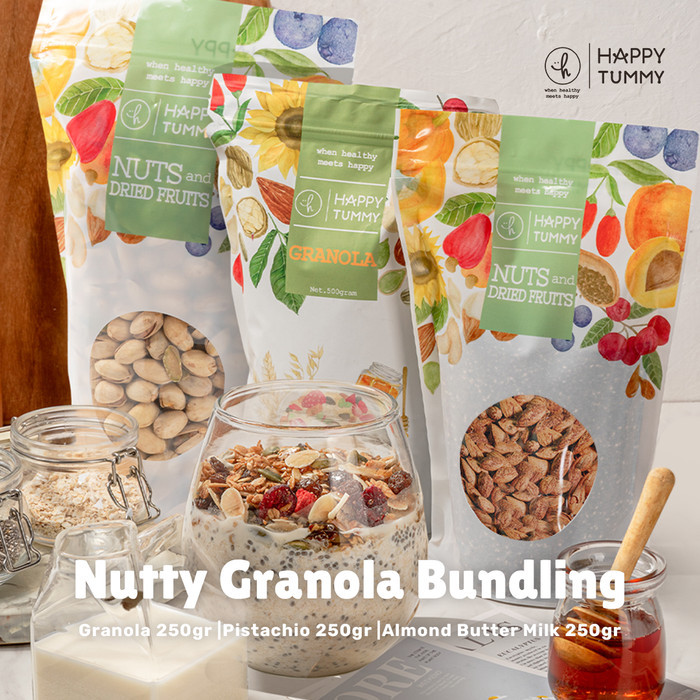 

Happy Tummy - Nutty Granola 250 Gram, Pistachio, Almond Butter Milk