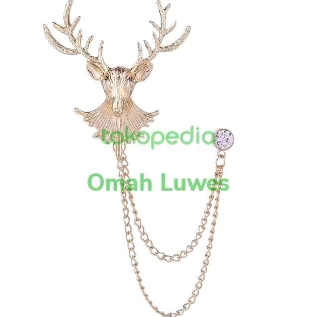 Lapel Pin Bros Jas Kepala Rusa - Pin Lencana Deer Aksess Jas Blazer