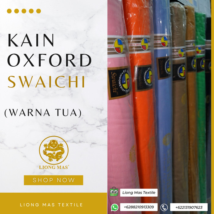 KAIN OXFORD SARI WARNA SWAICHI WARNA TUA 1 Roll isi 27 Meter
