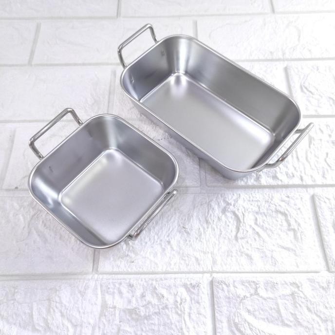 Piring Mangkok Stainless Bak Segi Mini Loyang Tray Piring Saji Snack LFS
