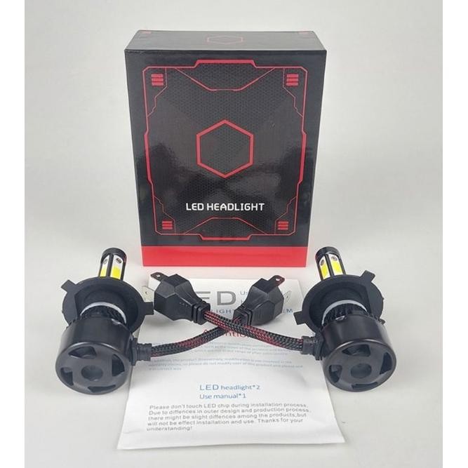 Kekinian 2 Pcs. Lampu Mobil Led 4 Sisi H4 48W Headlight Cool White Dc12V Cob / Avanza / Xenia / Agya