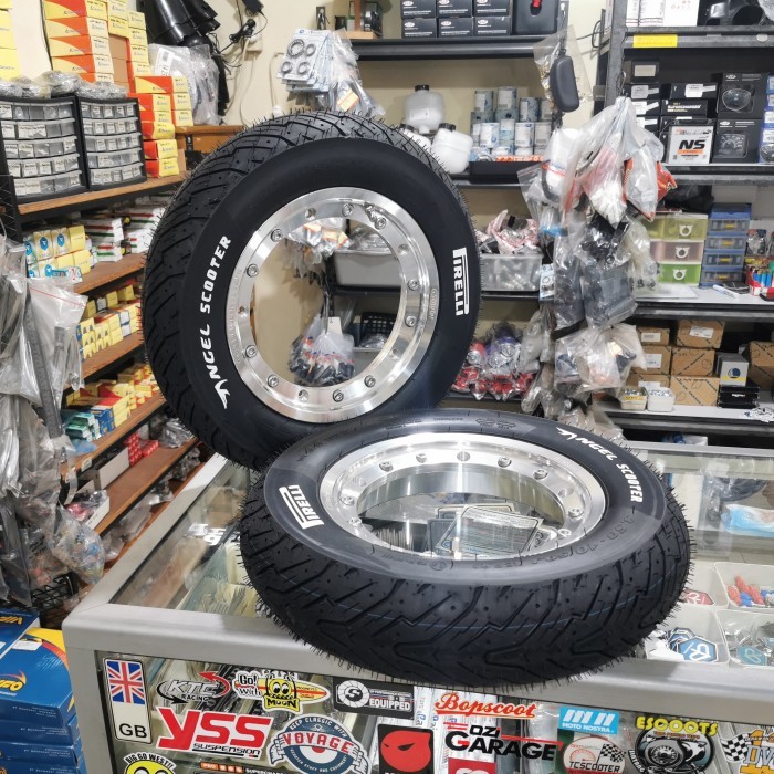 Velg Tubeless Ring 10 Modular GS Polish set Ban Pirelli angel scooter