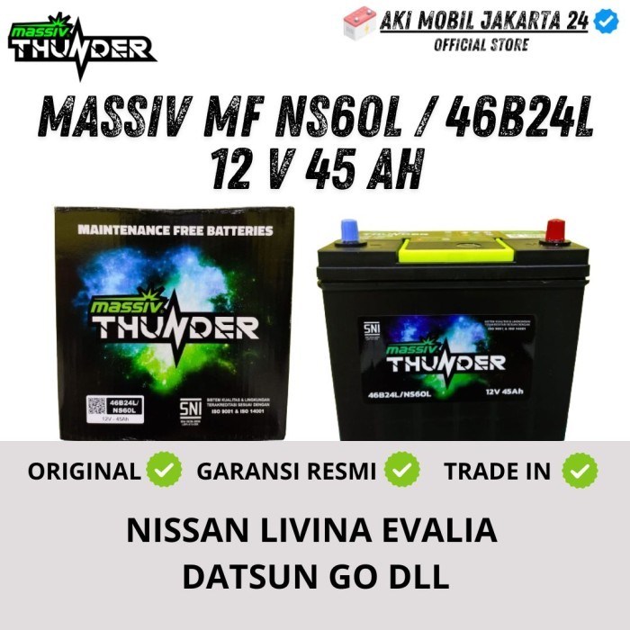 AKI MOBIL NISSAN GRAND LIVINA MASSIV MF NS60L AKI KERING 12V / 45 AH AKI KERING