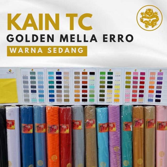 Jual Kain Tetoron Tc Golden Mella Roll Sedang Kuning Merah Orange Ungu