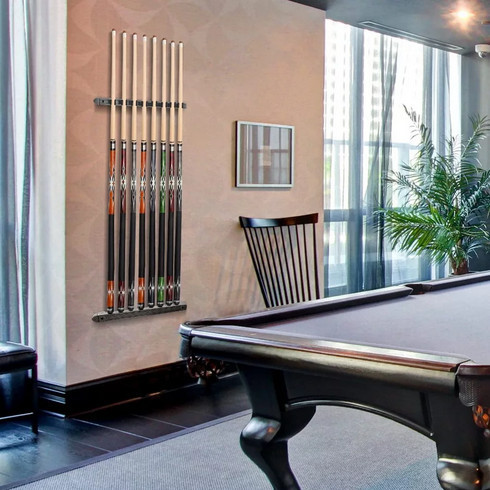 RAK TONGKAT BILIAR DINDING KAYU 8 LUBANG RAK TONGKAT BILIAR DINDING 8 SEKAT