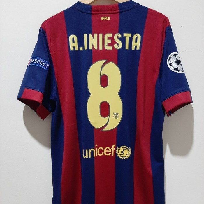 ANDRES INIESTA #8 A. INIESTA BARCA HOME JERSEY 2014/2015 UCL FINAL BERLIN 2015 ORIGINAL CHAMPIONS